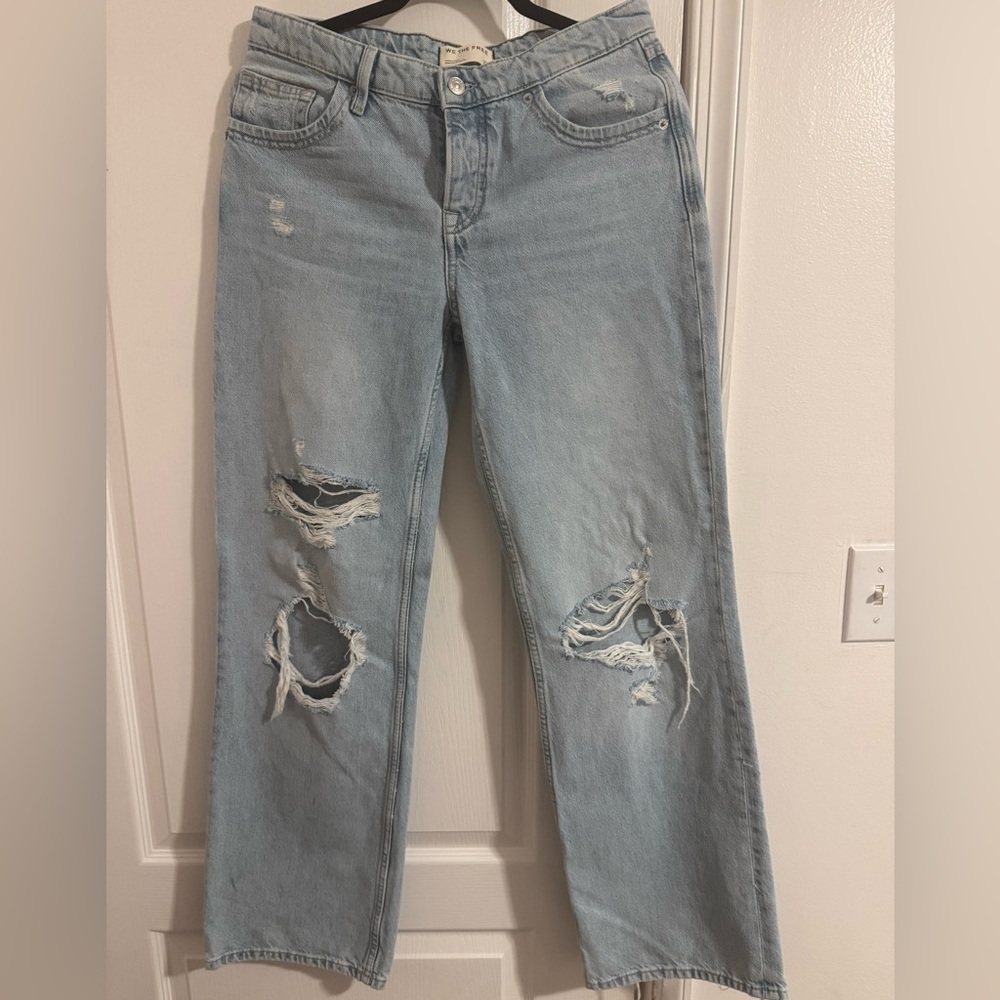 We The Free Light Wash Ripped Straight Leg Jeans